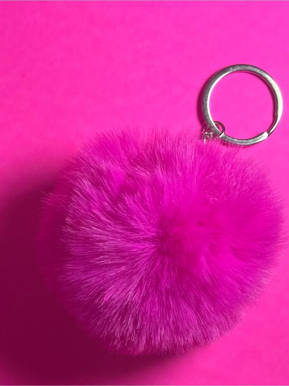 Magenta Puffball Keychain, Keychain, Women& Girls accessories, Pom Pom